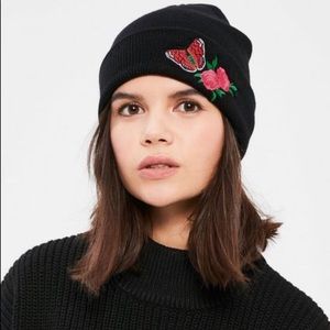 Missguided Black Beanie with Decal